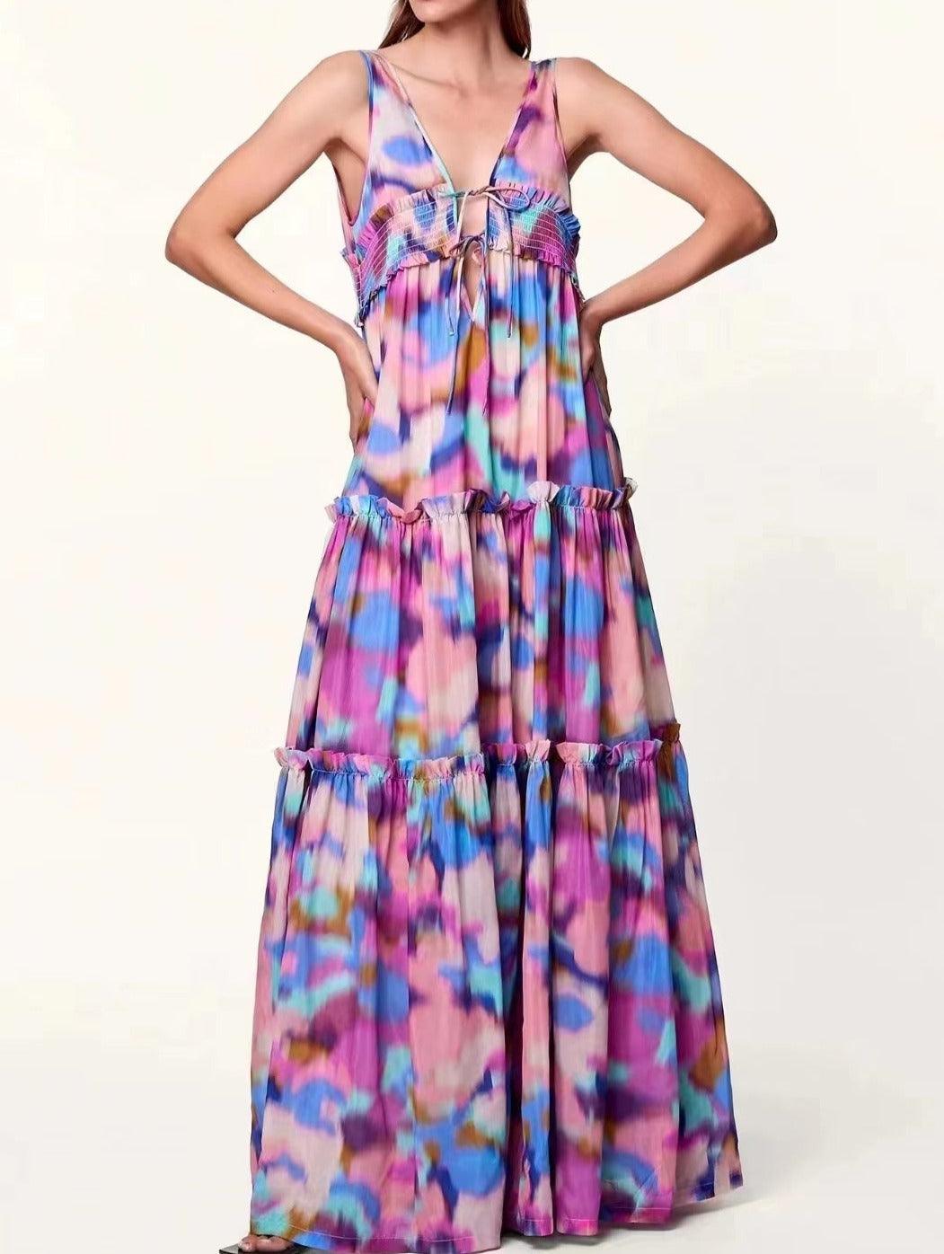 KittenAlarm - Rachael Floral-Print Tiered Dress