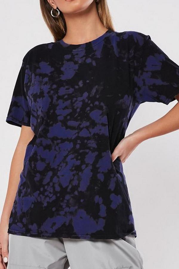 Recreational Printed T-shirt With Round Collar