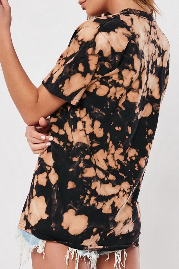 Recreational Printed T-shirt With Round Collar