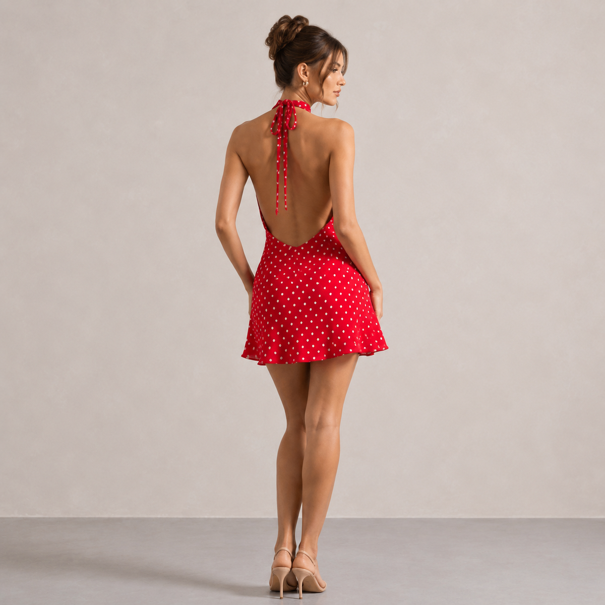 Halter Neck Polka Dot Mini Slip Dress 6