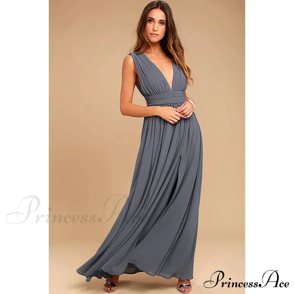 Red Christmas Party Dress - Sexy Backless Mesh Maxi Gray / S Dresses-L