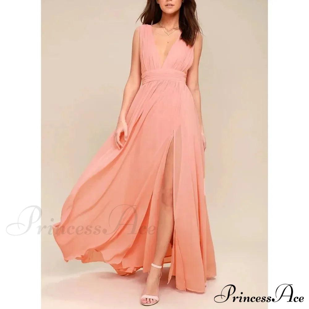 Red Christmas Party Dress - Sexy Backless Mesh Maxi Liangpink / S Dresses-L