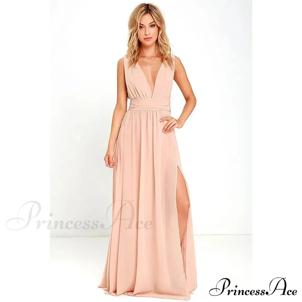 Red Christmas Party Dress - Sexy Backless Mesh Maxi Pink / S Dresses-L