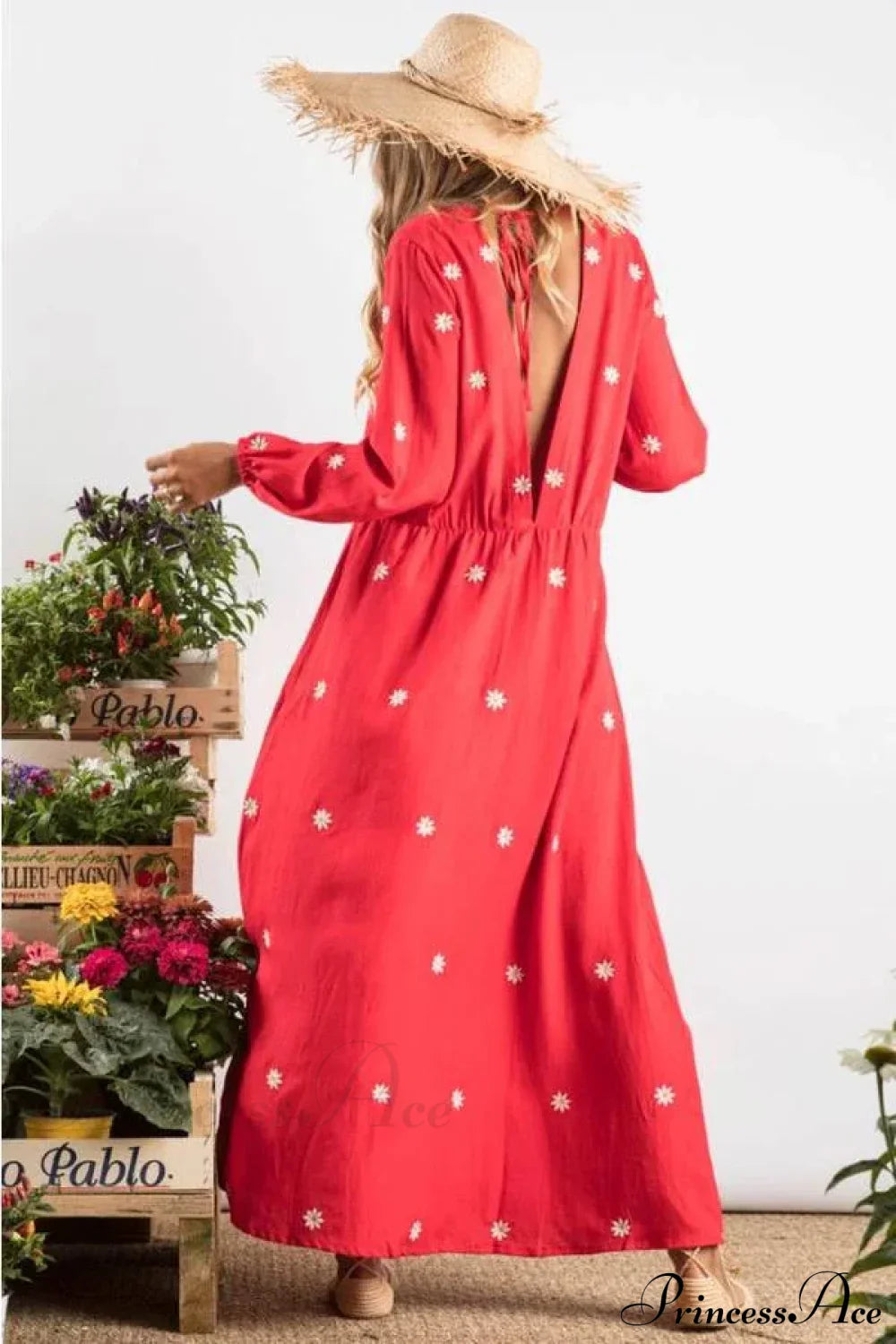 Red Cotton Maxi Dress