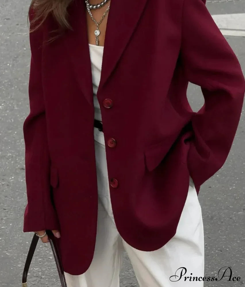 Red Lapel Full Sleeve Suit Coat - Fashionpara