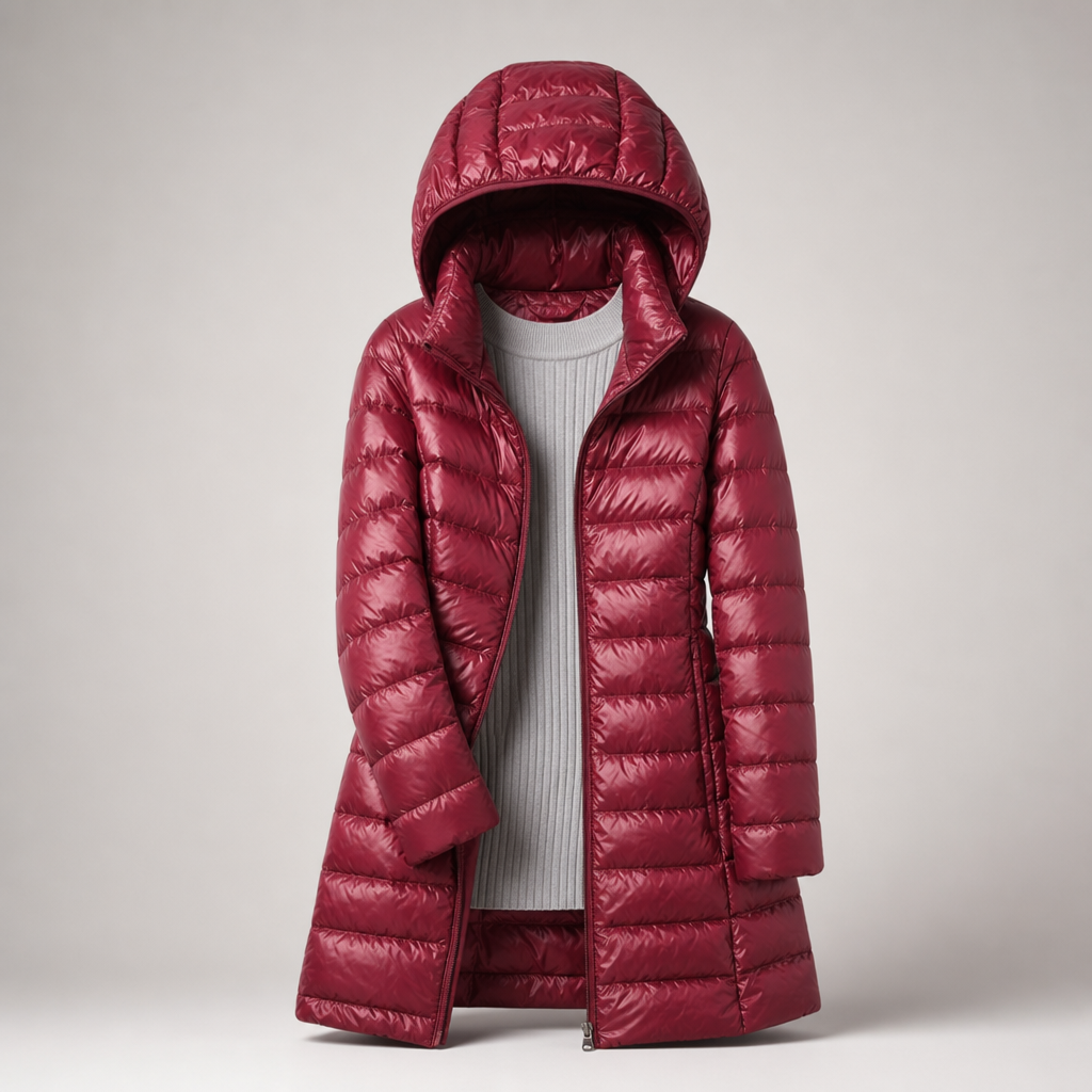 Hooded Zip Front Lightweight Longline Puffer Jacket 9
