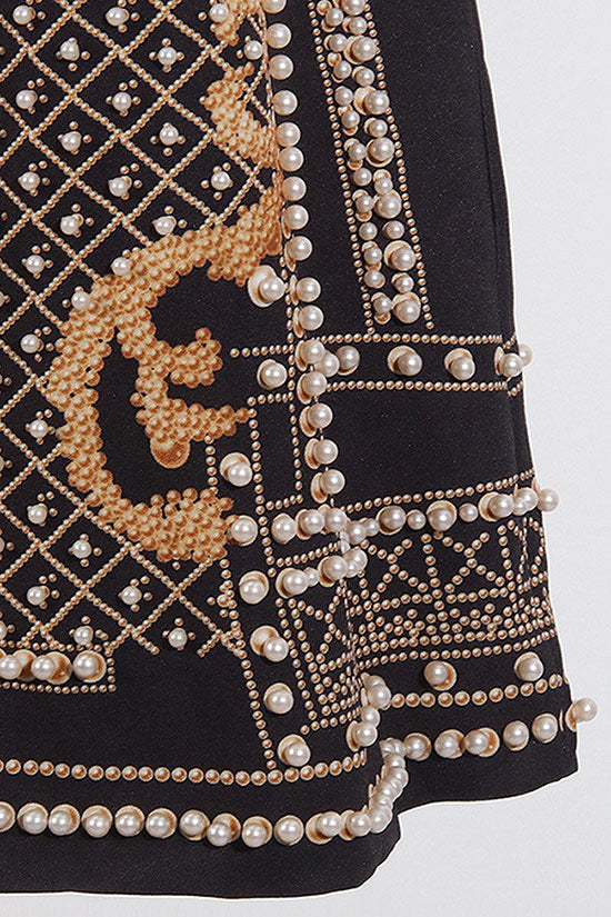 Regal Baroque Print Padded Shoulder One Button Overcoat