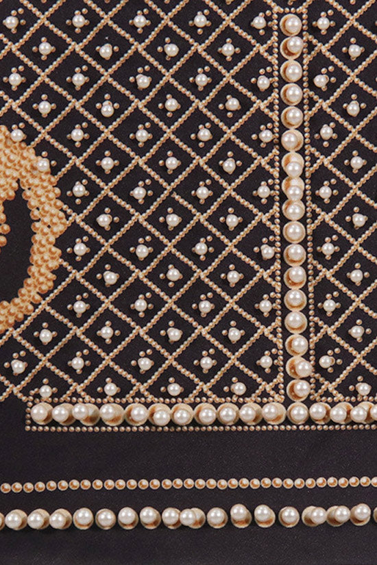 Regal Baroque Print Padded Shoulder One Button Overcoat