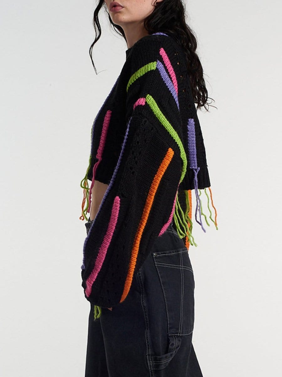 Fashion Pov Elegant Tassel Knit Sweater for Chic Style