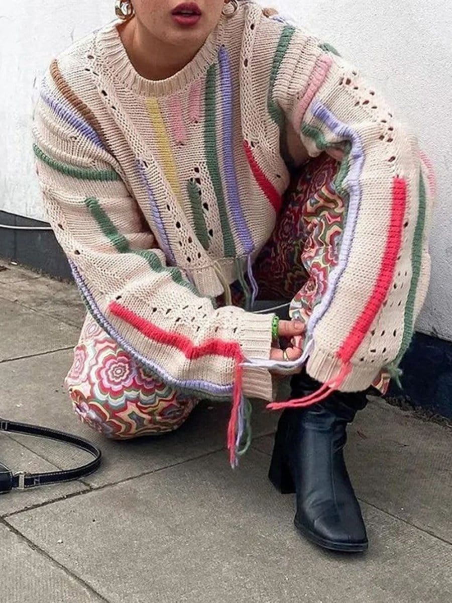 Fashion Pov Elegant Tassel Knit Sweater for Chic Style
