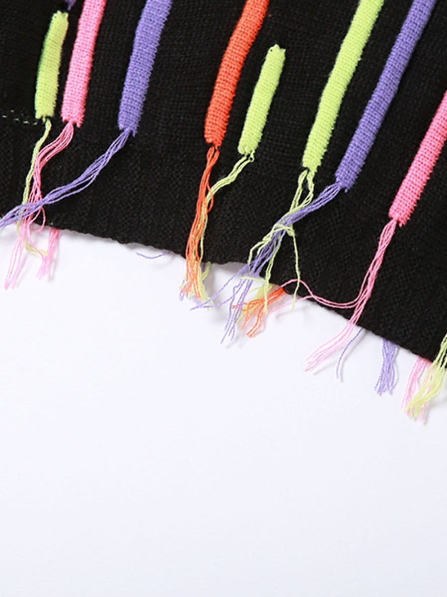 Fashion Pov Elegant Tassel Knit Sweater for Chic Style
