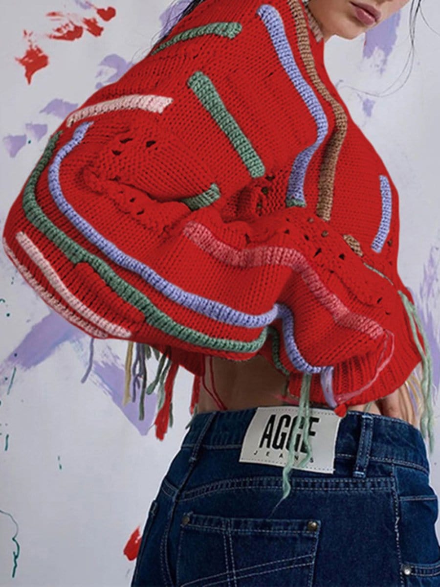 Fashion Pov Elegant Tassel Knit Sweater for Chic Style