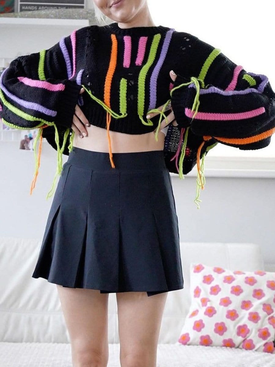 Fashion Pov Elegant Tassel Knit Sweater for Chic Style
