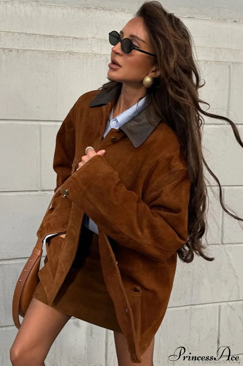 Retro Brown Suede Leather Casual Jacket