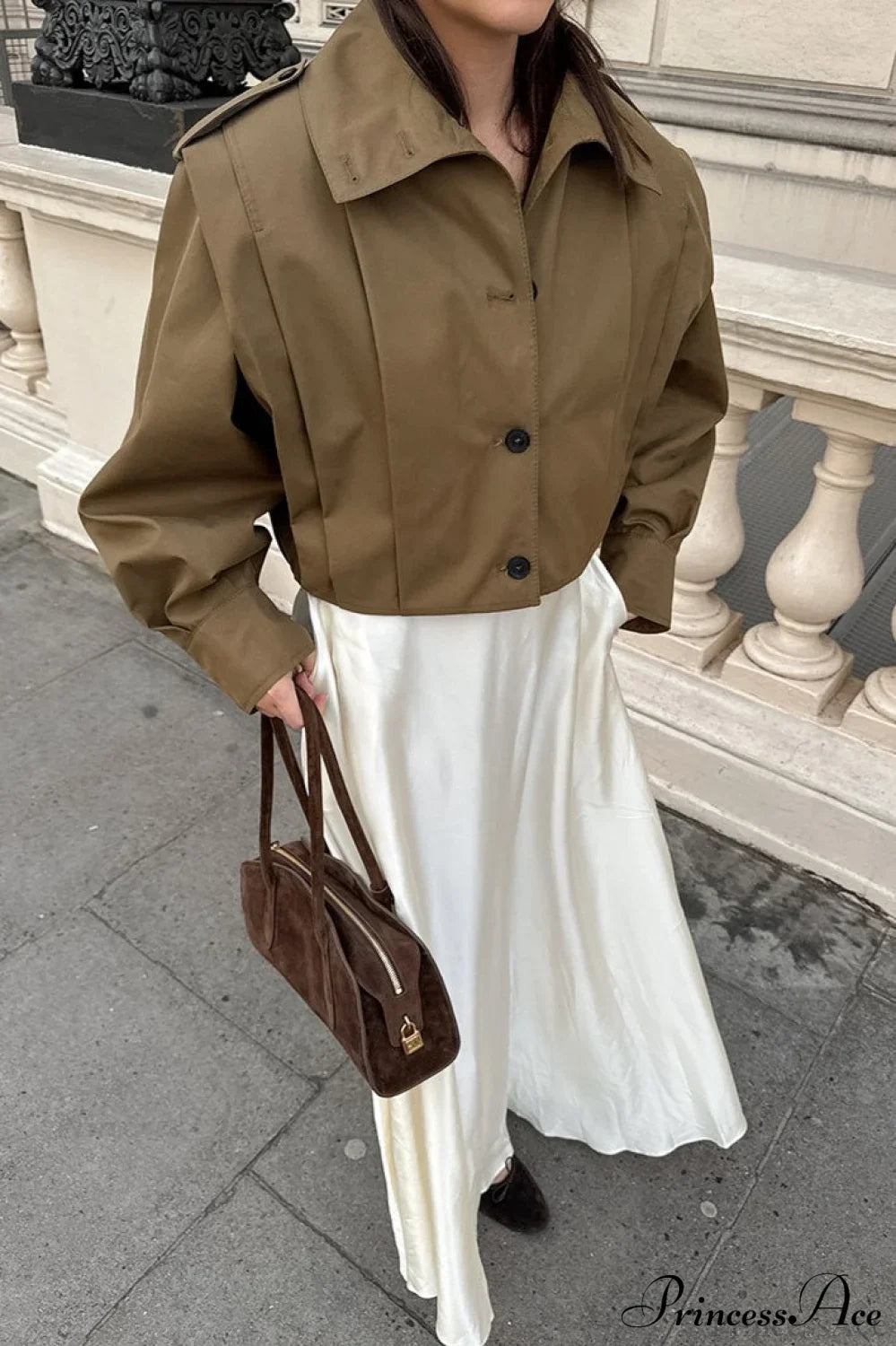 Retro Khaki Lapel Single-Breasted Jacket