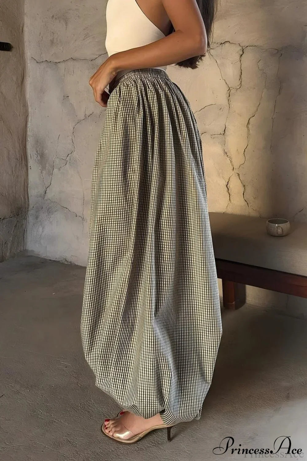 Retro Plaid Loose Fit Bloomers Pants