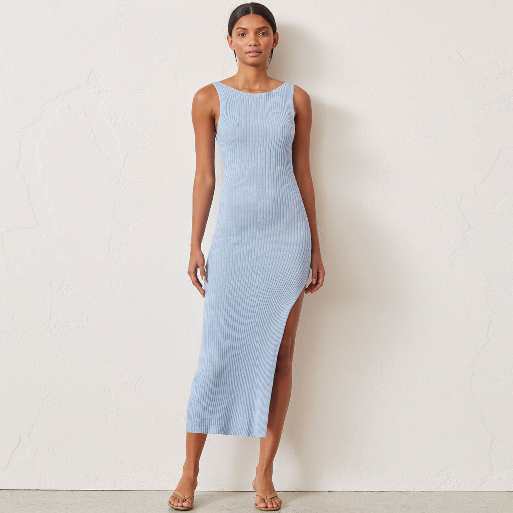 Ribbed Knit Round Neck Sleeveless Bodycon Maxi Dress 2