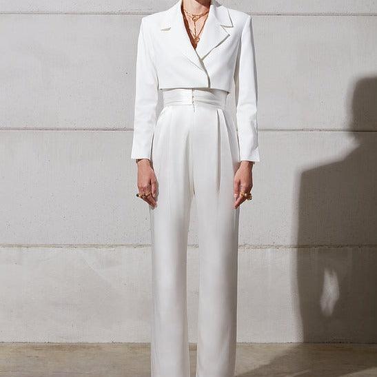 KittenAlarm - Rhonda Solid Blazer Top & Long Pants Set