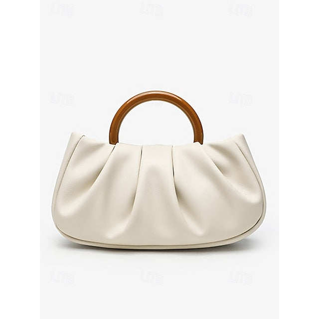 Clutch Faux with Bag Leather Acrylic Tote Pleated