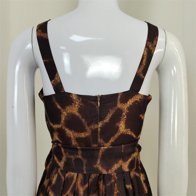 Animal Print Sweetheart Sleeveless A-Line Maxi Gown