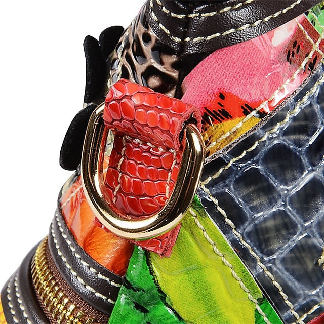 Leather Shoulder Bohemian Colorful Patchwork - Bag