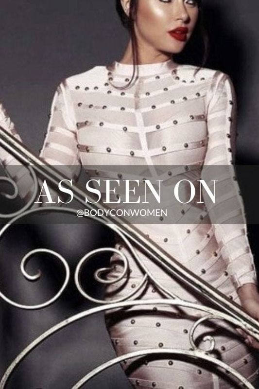 Rosa Long Sleeve Bodycon Dress - Cream - Fashionpara