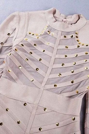 Rosa Long Sleeve Bodycon Dress - Cream - Fashionpara