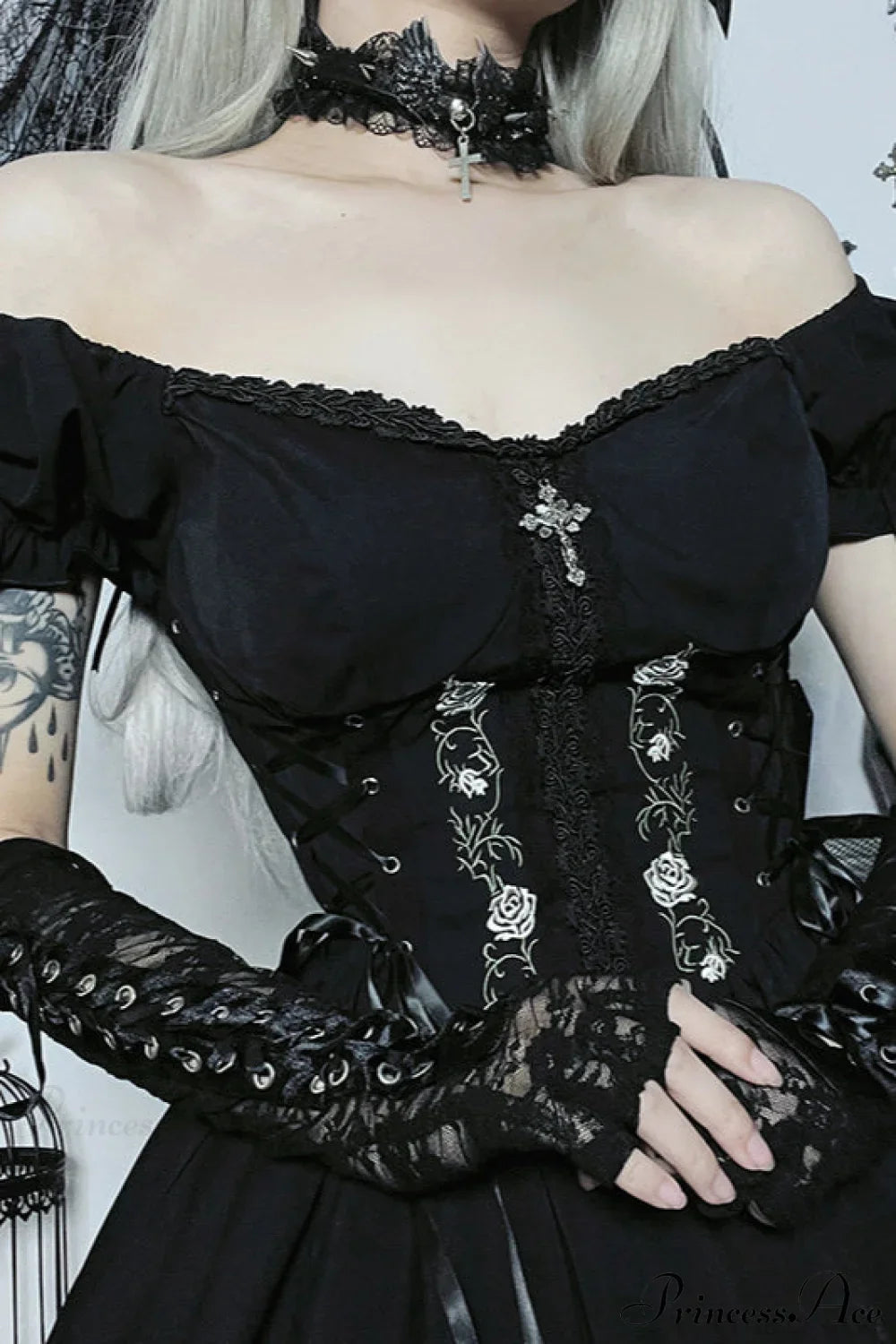Rose Lace A-Line Gothic Dress