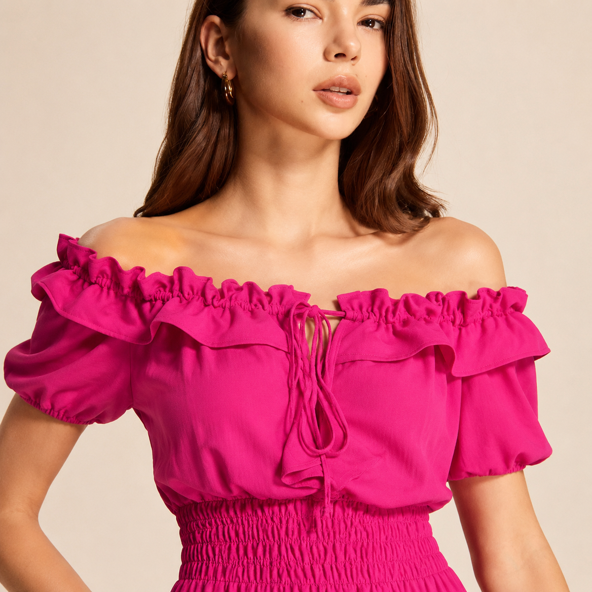 Off Shoulder Ruffle Puff Sleeve Tiered Maxi Dress 8