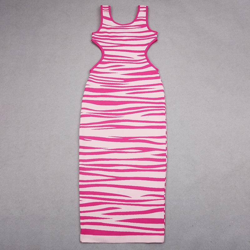 Animal Print Square Neck Sleeveless Bodycon Maxi Dress