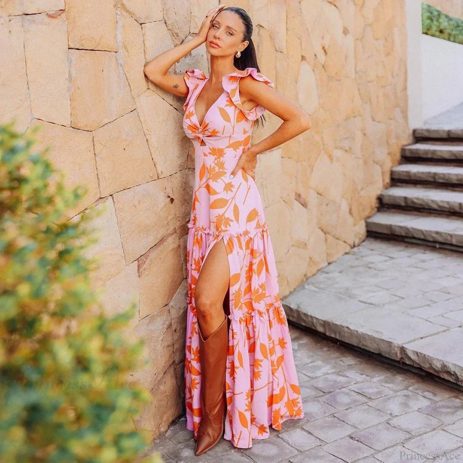 Ruffle One Piece Skirt Two Piece Set