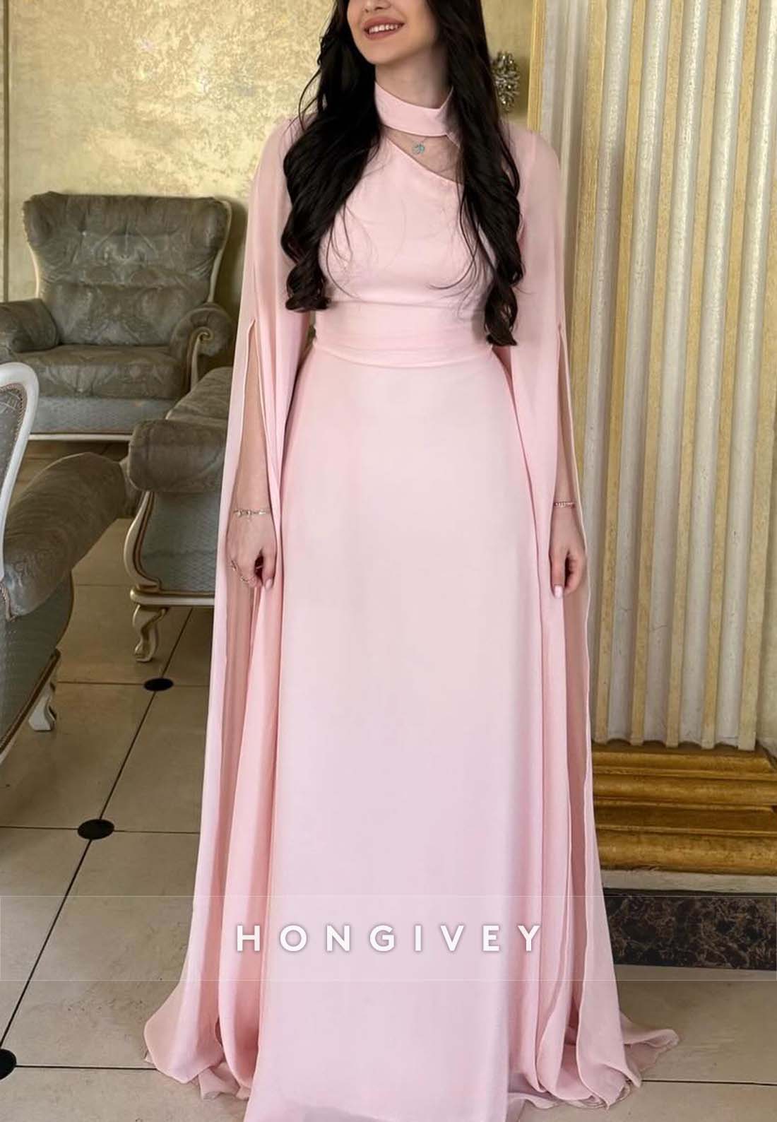 Elegant Blush Halter Sheath Mother of Bride Floor-Length Pleated Evening Gown