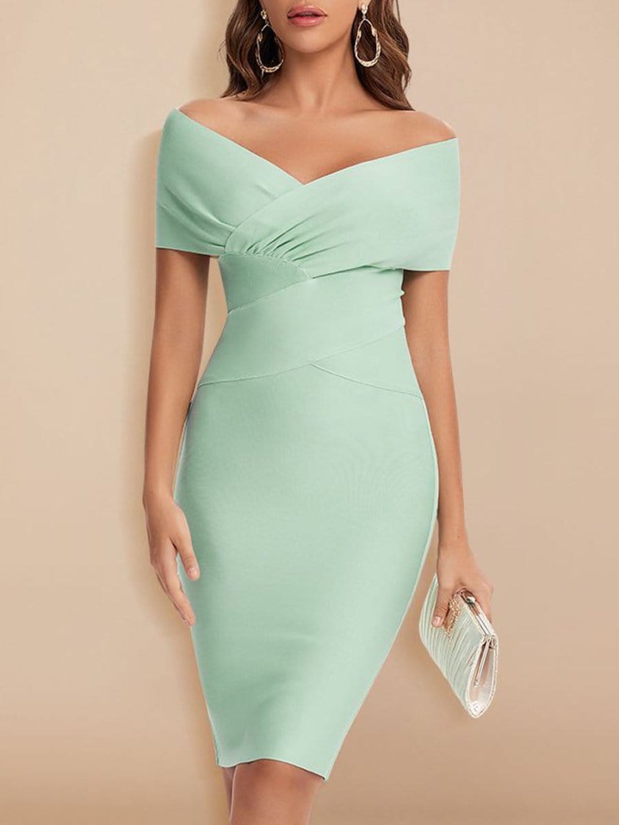 Sadie Off Shoulder Bodycon Midi Dress - Fashion Pov