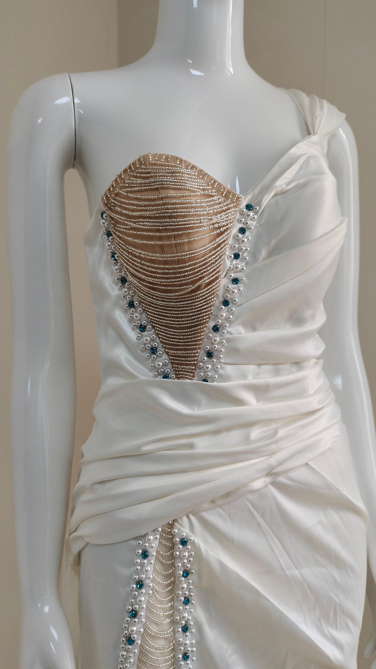 Crystal Embellished Off Shoulder Mermaid Gown