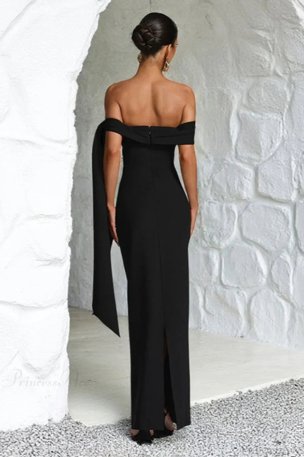 Off Shoulder Draped Sash Mermaid Gown