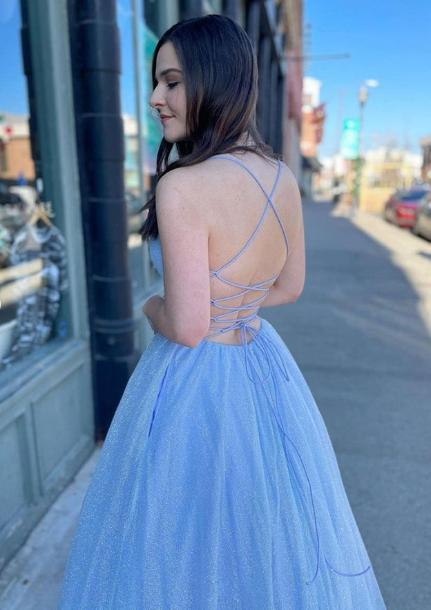 Satin Prom Dress/Evening Dress with Pleated Pockets - Ball Gown Sleeveless Scalloped Neck Sweep Train - Fashionpara