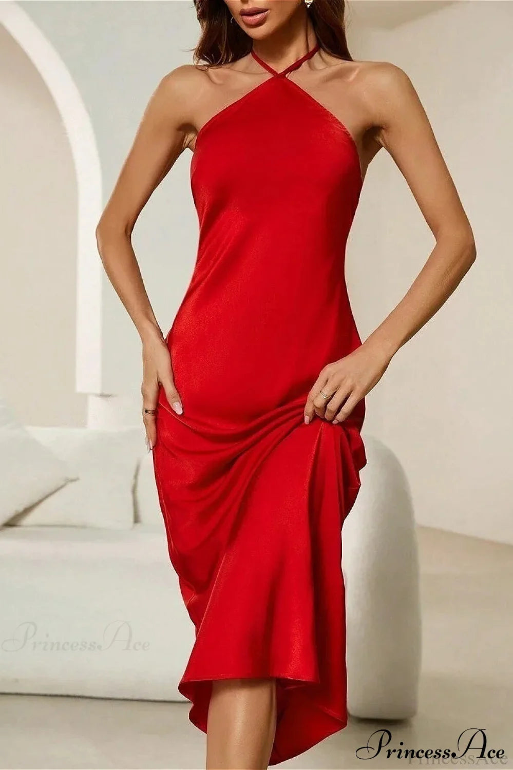 Satin Spaghetti Strap Sexy Party Dress