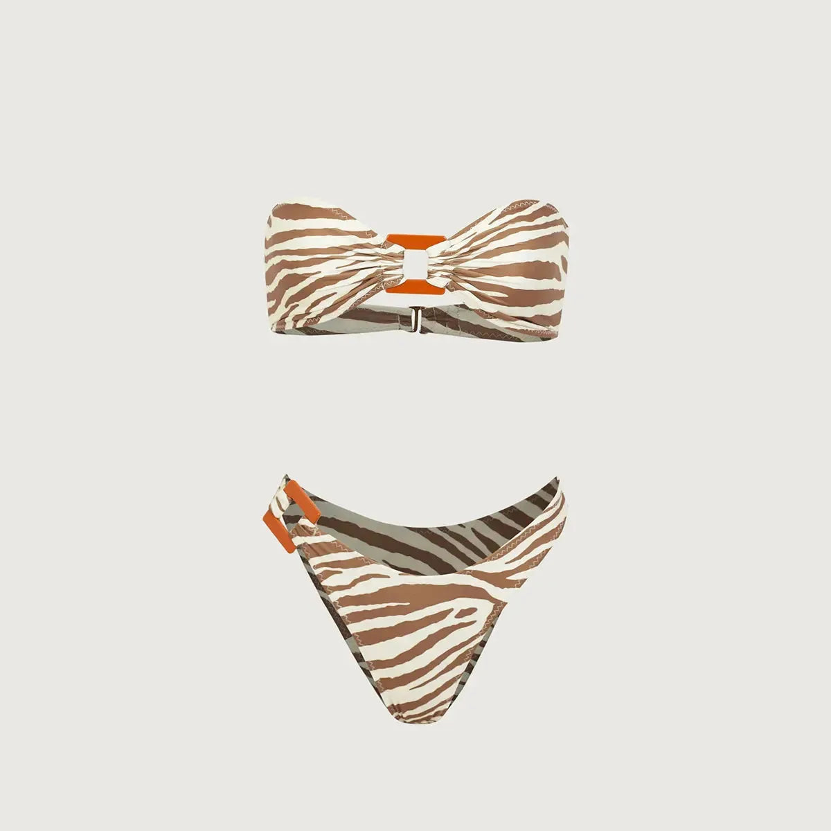 Savannah Style Zebra Print Strapless Bikini