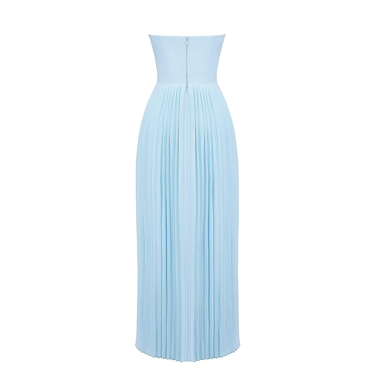 Chiffon Strapless Corset Pleated Maxi Gown - View 9