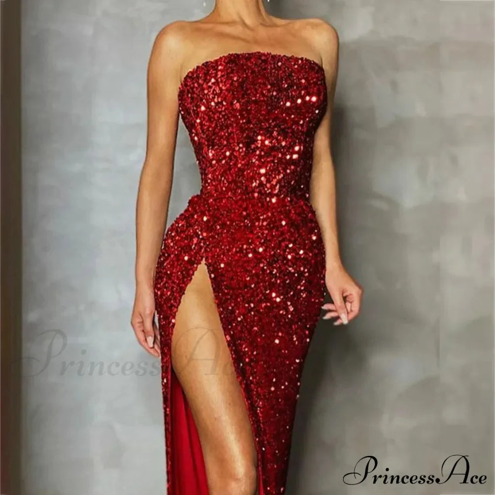 Sequin High Slit Christmas Party Dress