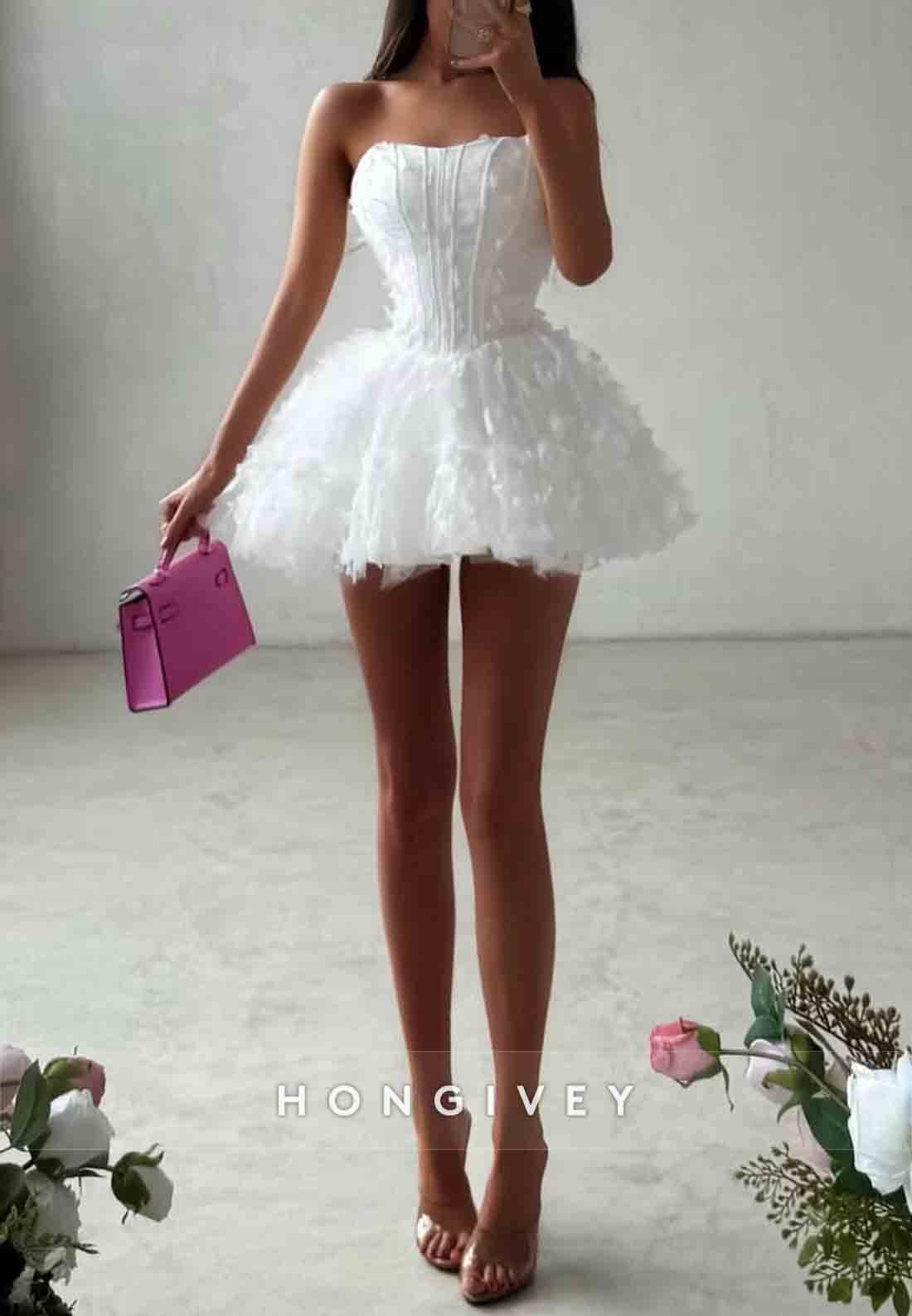 Butterfly Strapless Ball Gown Sweetheart Sleeveless Mini Homecoming Dresses