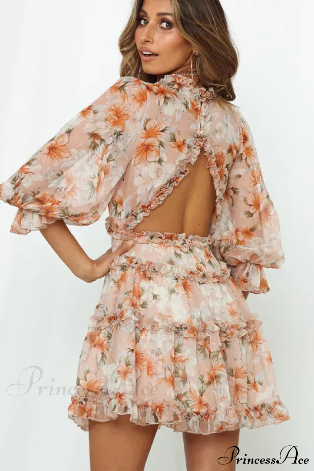 Sexy Backless V-neck Mini Boho Dress