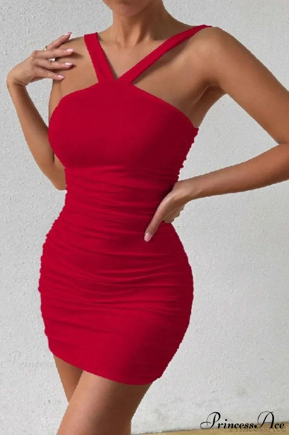 Ruched One Shoulder Bodycon Mini Dress 3