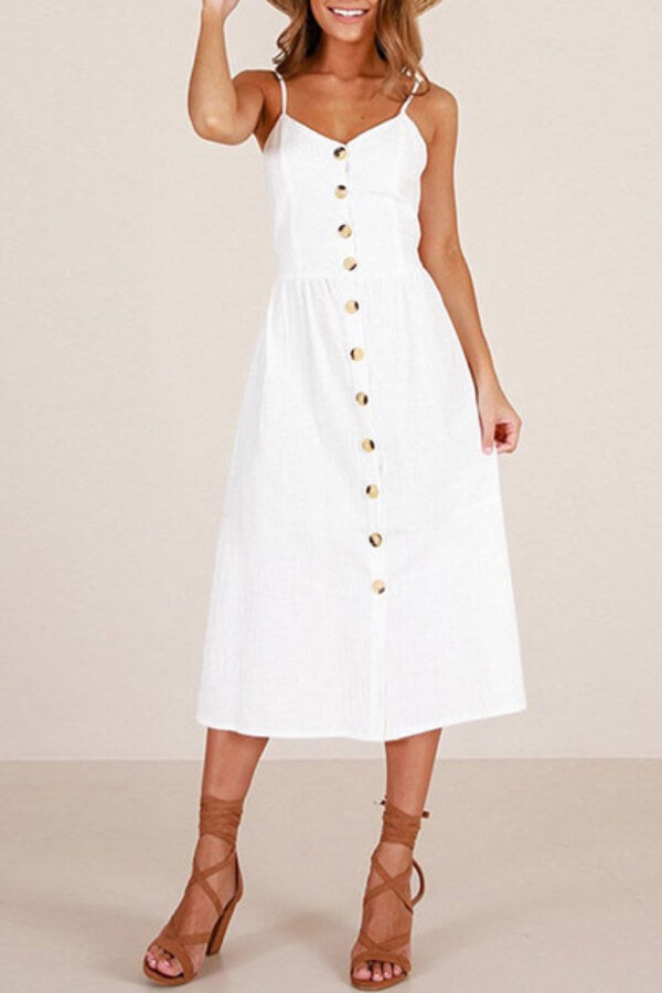 Sexy Regular Print Button Sling Dress Fashionpara