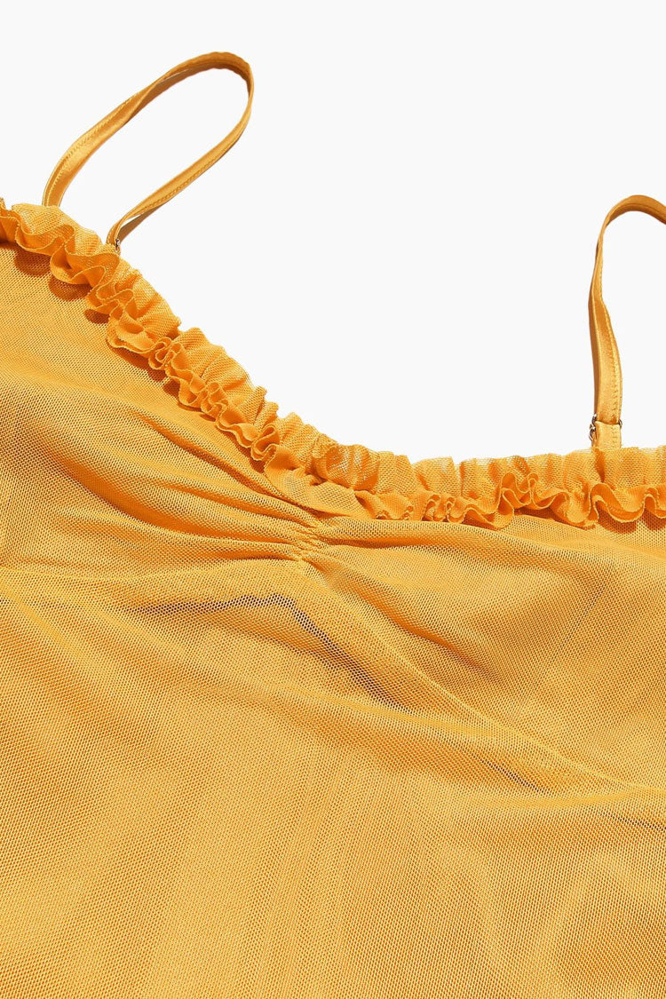 Sexy Ruffle Sweetheart Ruched Mesh High Low Fishtail Slip Evening Dress - Fashionpara