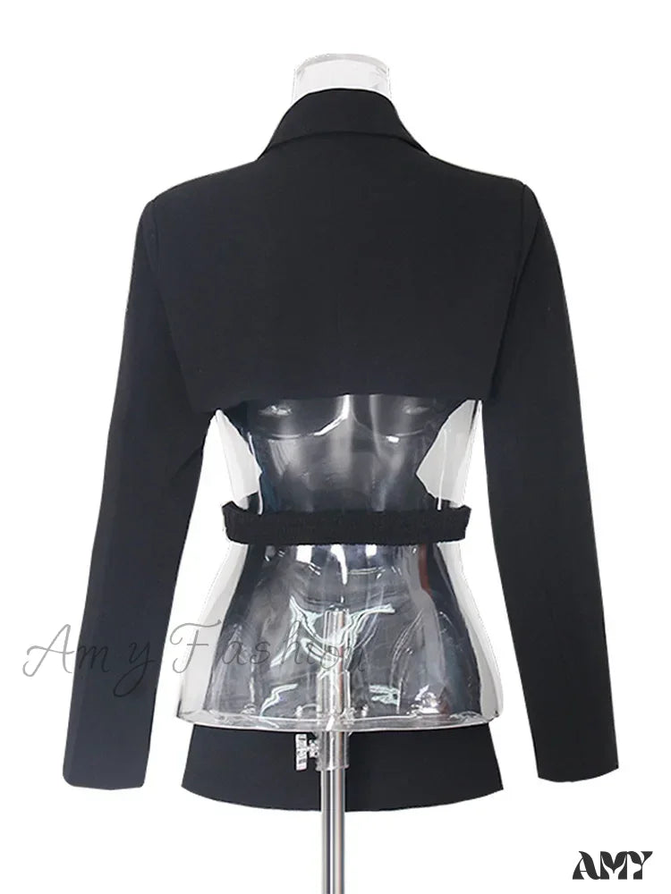 Slimming Hollow Out Notched Collar Long Sleeve Crisscross Casual Front Blazer 5