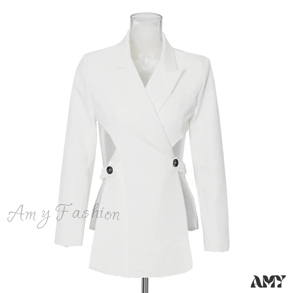 Slimming Hollow Out Notched Collar Long Sleeve Crisscross Casual Front Blazer 8