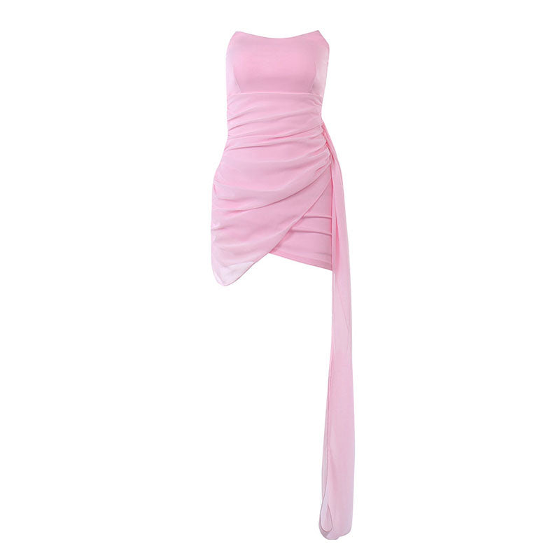 Ruched Wrap Drape Strapless Bodycon Mini Dress 3