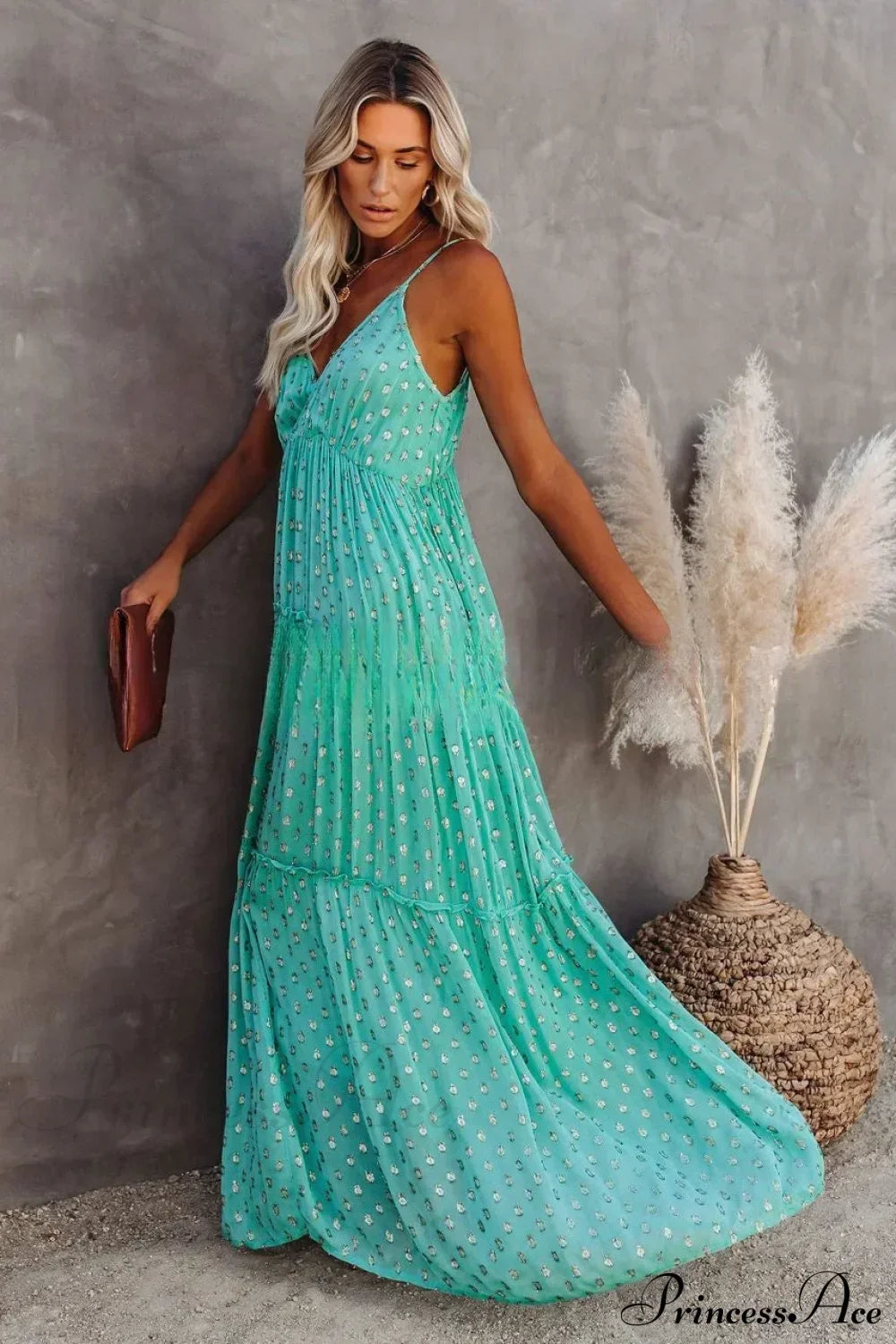 Sexy Split Big Hem Strapless Sleeveless Green Maxi Boho Dress