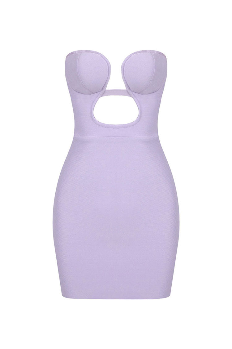 Sexy Sweetheart Neck Bustier Cutout Bodycon Bandage Strapless Party Mini Dress - Fashionpara